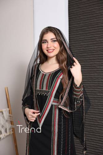 جلابية مطرزة بطرحة راس - 2XL