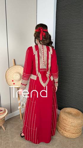 جلابية مطرزه من الامام والخلف (احمر ) - 4XL