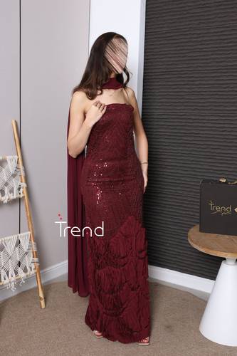 فستان سهرة  برغندي - 2XL