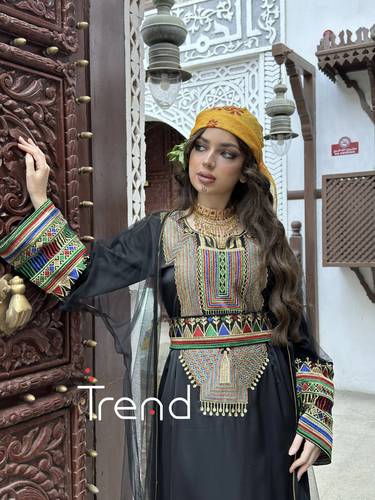 جلابية قطعتين مطرزة  - 2XL