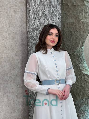 فستان ميلا طويل بحزام سماوي - 3XL