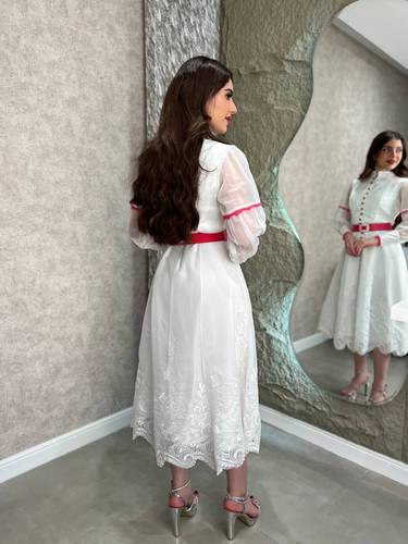 فستان جودي بحزام فوشي  - L