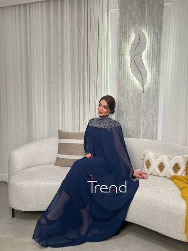 جلابية بقصة كيب كحلي  - 4XL