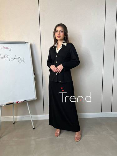 طقم رسمي اسود (جاكيت وبلوزة) - 2XL