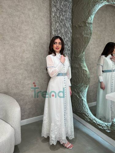 فستان ميلا طويل بحزام سماوي - 3XL