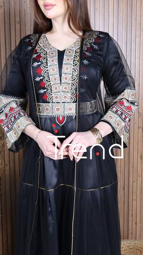 جلابية قطعتين مطرزة (اسود ) - 3XL