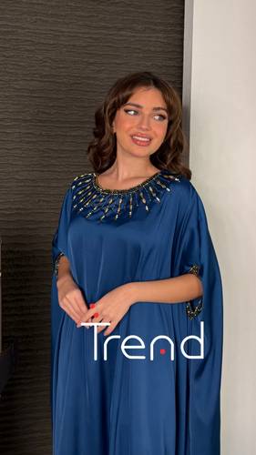 جلابية مطرزة (نيلي) - Free Size