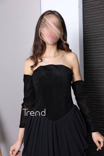 فستان سهرة أسود ملكي بطبقات منسدلة - 2XL