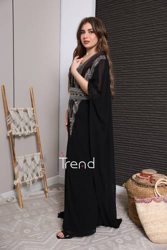 جلابية قطعتين مطرزة بحزام - 2XL