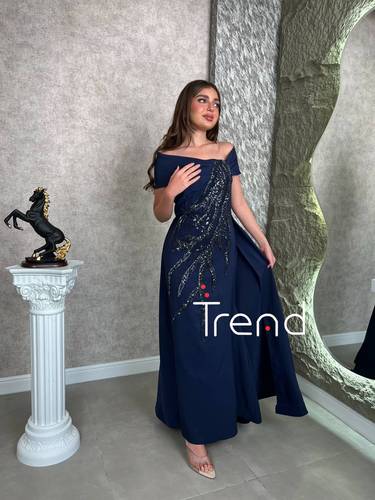 فستان سهرة اوف شولدر كحلي  - 4XL