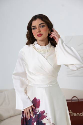 فستان أنيق بقصة لف مع وردة مميزة - XL