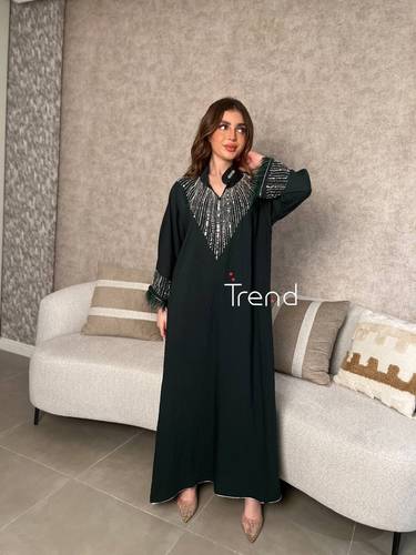 جلابية زيتي مطرزة  - s