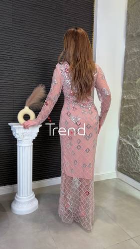 فستان سهرة شك يدوي (بينك) - 2XL