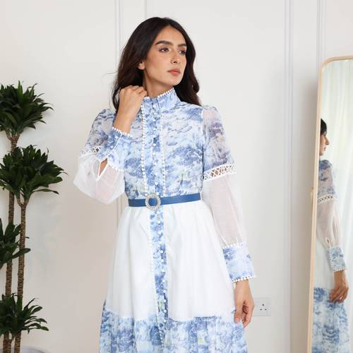 فستان  نسائي شيري طويل كحلي  - XL