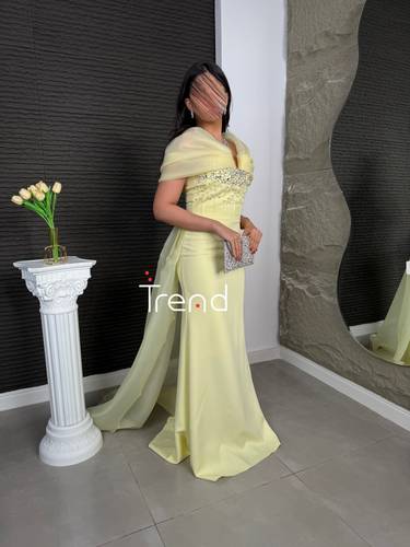 فستان سهرة ليموني فخم  - 2XL