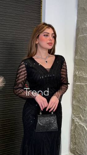فستان سهرة مميز بكسرات  - 2XL
