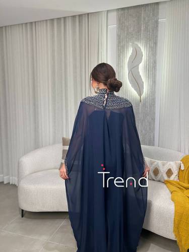 جلابية بقصة كيب كحلي  - 4XL