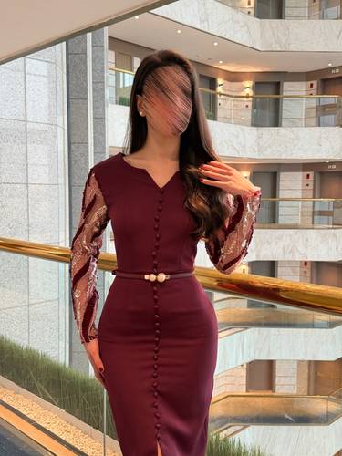 فستان برغندي فاخر - XL