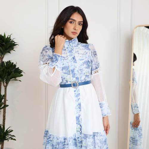 فستان  نسائي شيري طويل كحلي  - XL