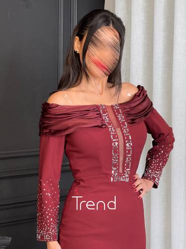 فستان سهره انيق بتصميم حصري (عودي ) - 2XL