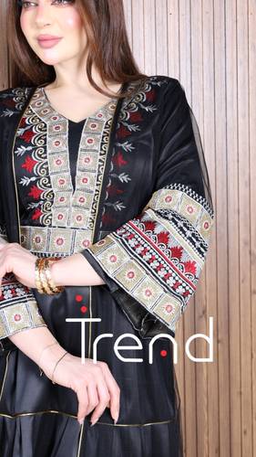 جلابية قطعتين مطرزة (اسود ) - 3XL