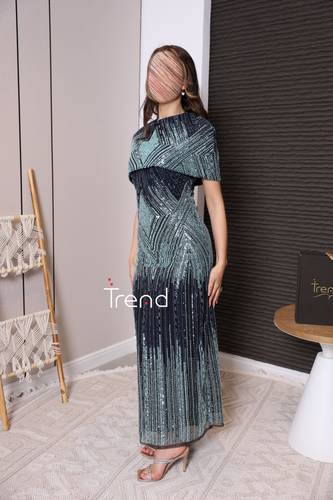 فستان سهرة قطعتين لامع مطرّز - 3XL