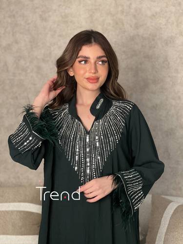 جلابية زيتي مطرزة  - s