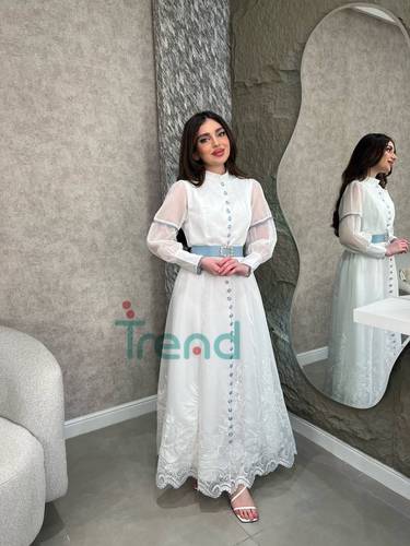 فستان ميلا طويل بحزام سماوي - 3XL