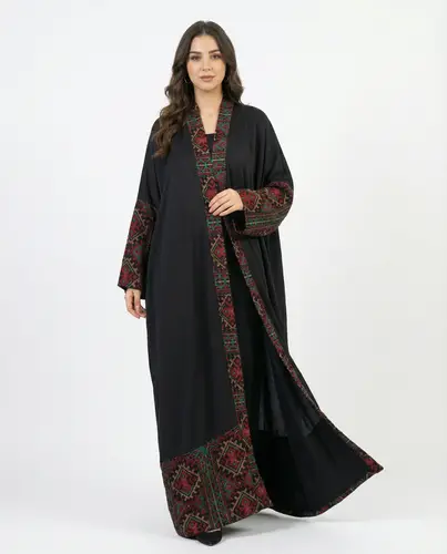 Silk Abaya with a heritage design with modern touches