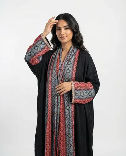 عباية حرير بأطراف قطن أمريكي