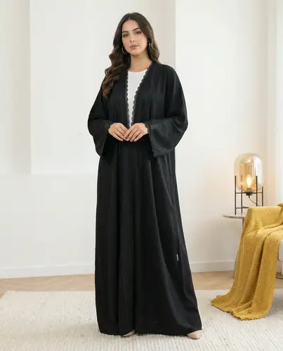 Royal black crepe abaya