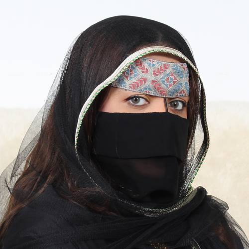 Soft silver embroidered burqa