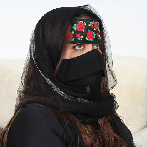 Heritage burqa with red rose embroidery