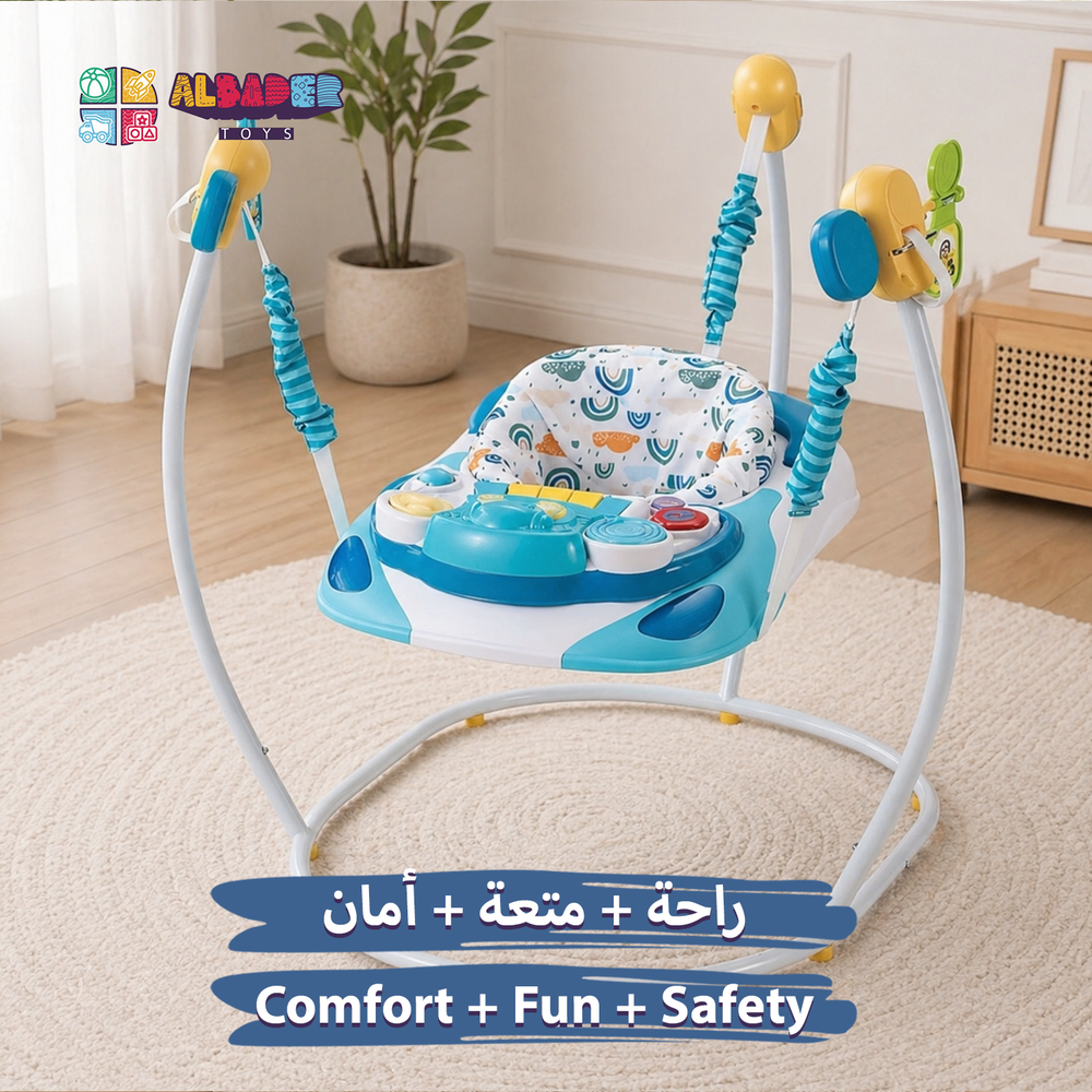  نطاطة مواليد بتصميم سيارة - كرسي قفز للأطفال مع موسيقى 