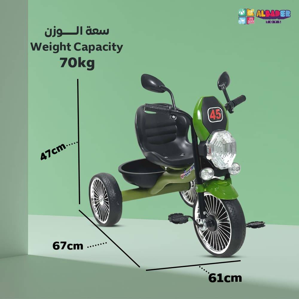  دراجة للاطفال بتصميم دباب مميز - دراجة ثلاثية للاطفال مميزة 