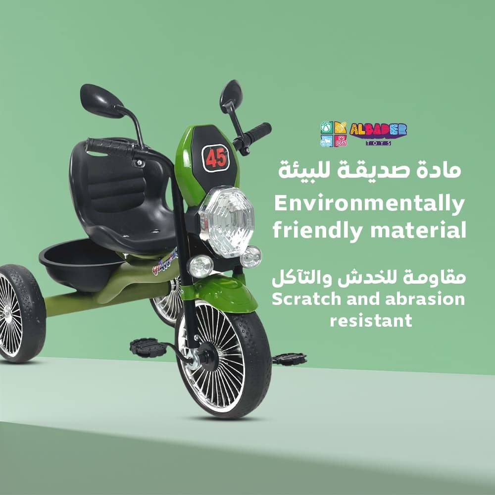  دراجة للاطفال بتصميم دباب مميز - دراجة ثلاثية للاطفال مميزة 