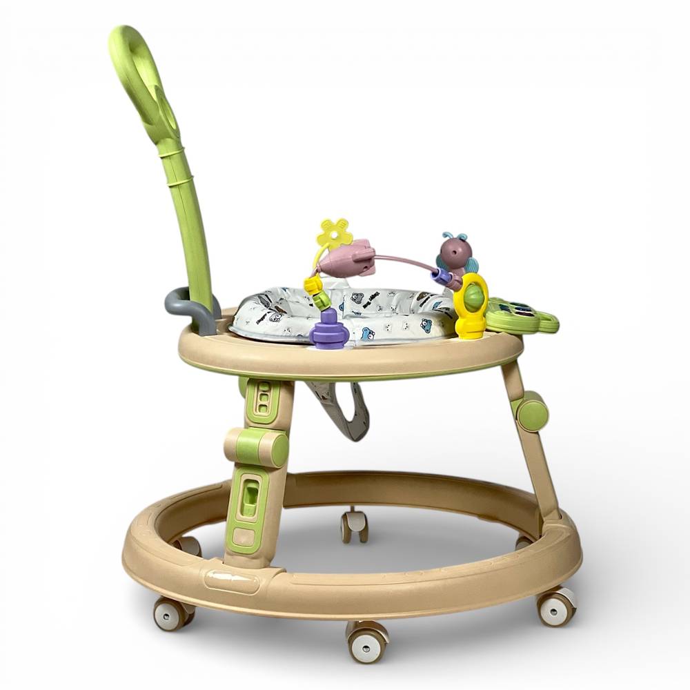  Circular Baby Walker with Push Handle and 360° Rotating Seat – Baby Walker with Push Bar 