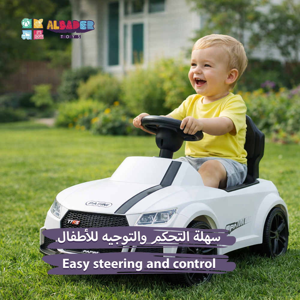  سيارة دف أطفال رياضية بتصميم عصري مع موسيقى وإضاءة - لعبة ركوب للأطفال بعدة ألوان مميزة 