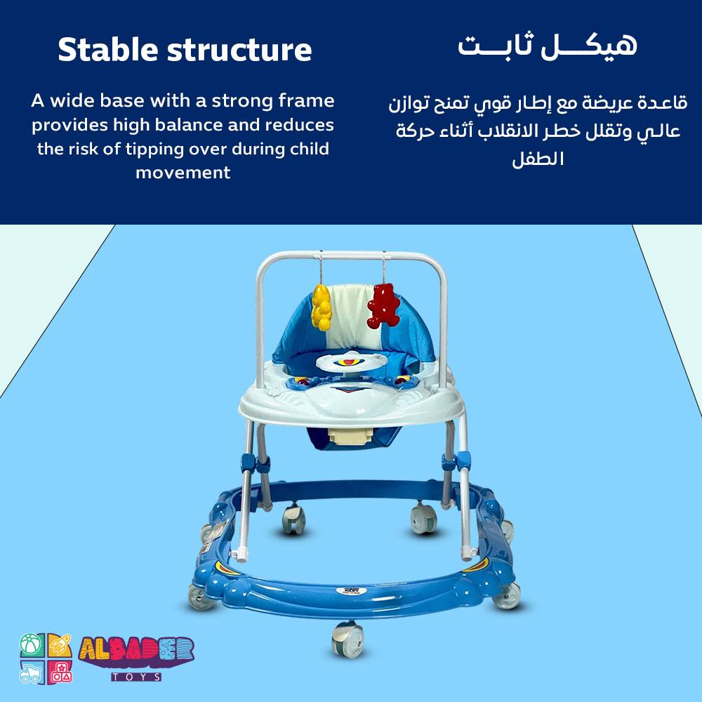  مشاية مواليد قابلة للطي بعدة ارتفاعات – مشاية أطفال بلوحة ألعاب وألعاب معلّقة | البدر للألعاب 