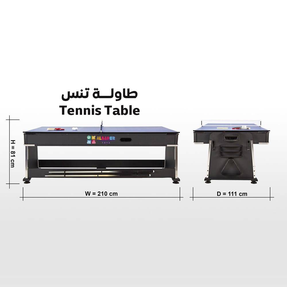  طاولة العاب متعددة ( بلياردو - تنس - هوكي - طعام ) 4 في 1 بالحجم الكبير ( المقاس الدولي ) 