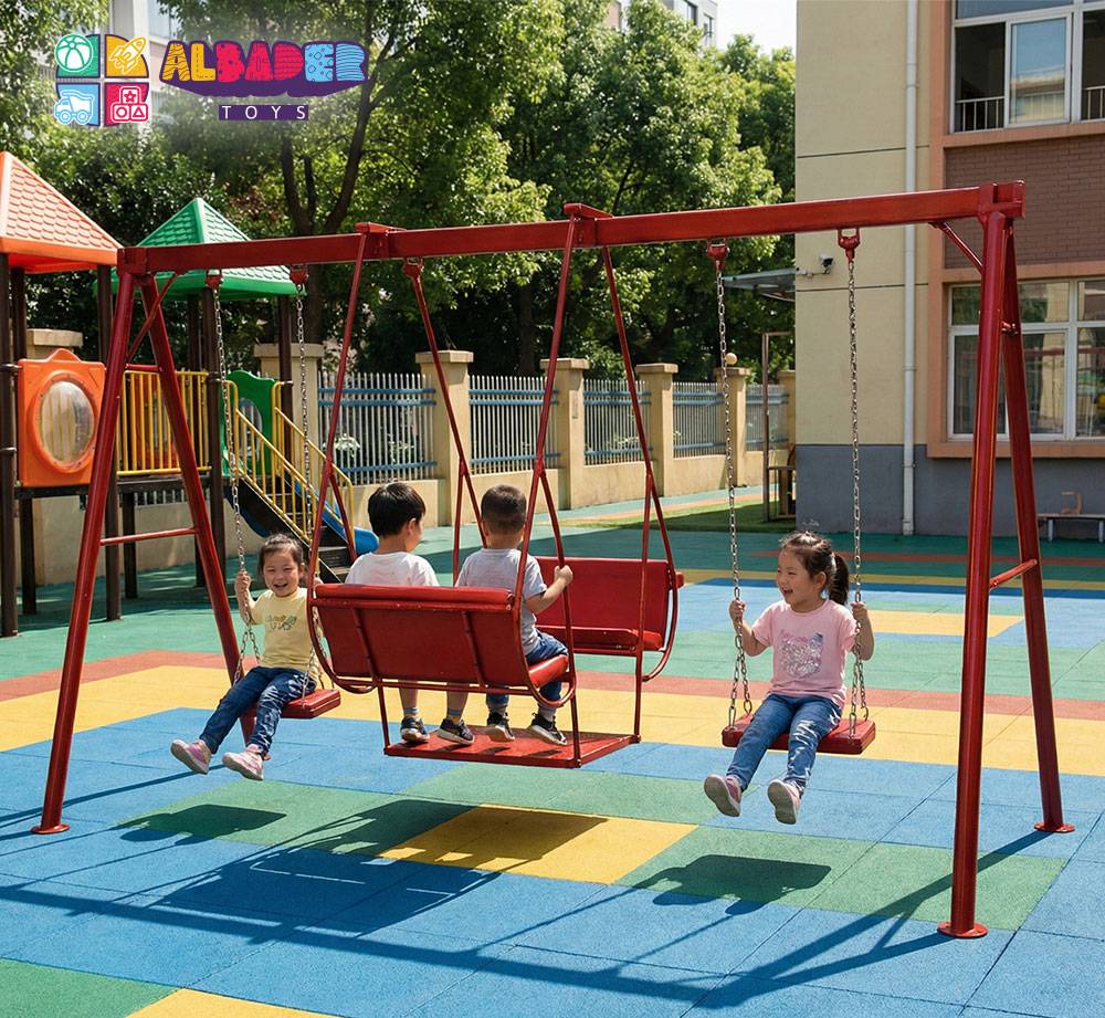  مرجيحه حديد وطني 3م كرسي مزدوج وسلسلتين - مرجوحة حديدية للاطفال, مراجيح خارجية ( مراجيح حديد ) 