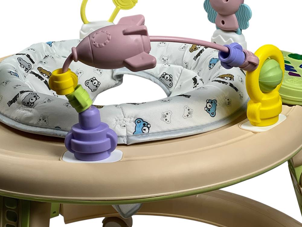  Circular Baby Walker with Push Handle and 360° Rotating Seat – Baby Walker with Push Bar 
