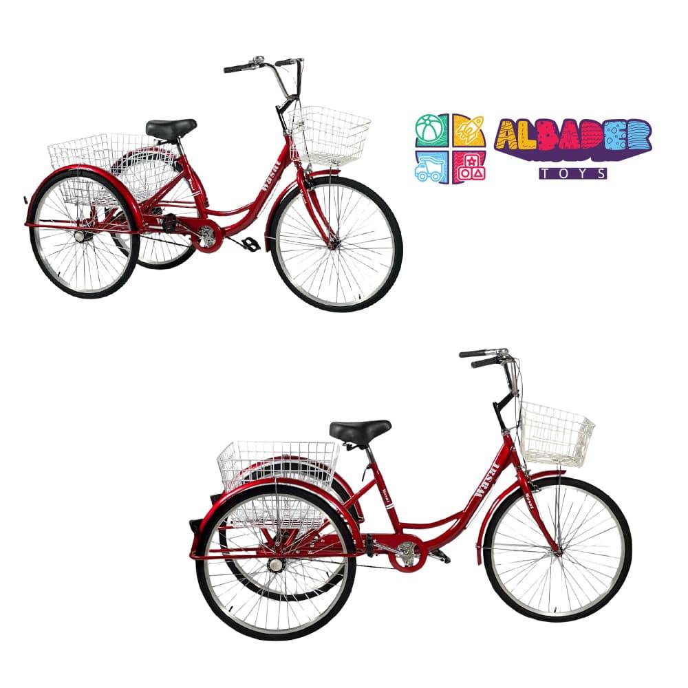  Three-wheel bike with front and rear baskets - 26-inch three-wheeled cycle 