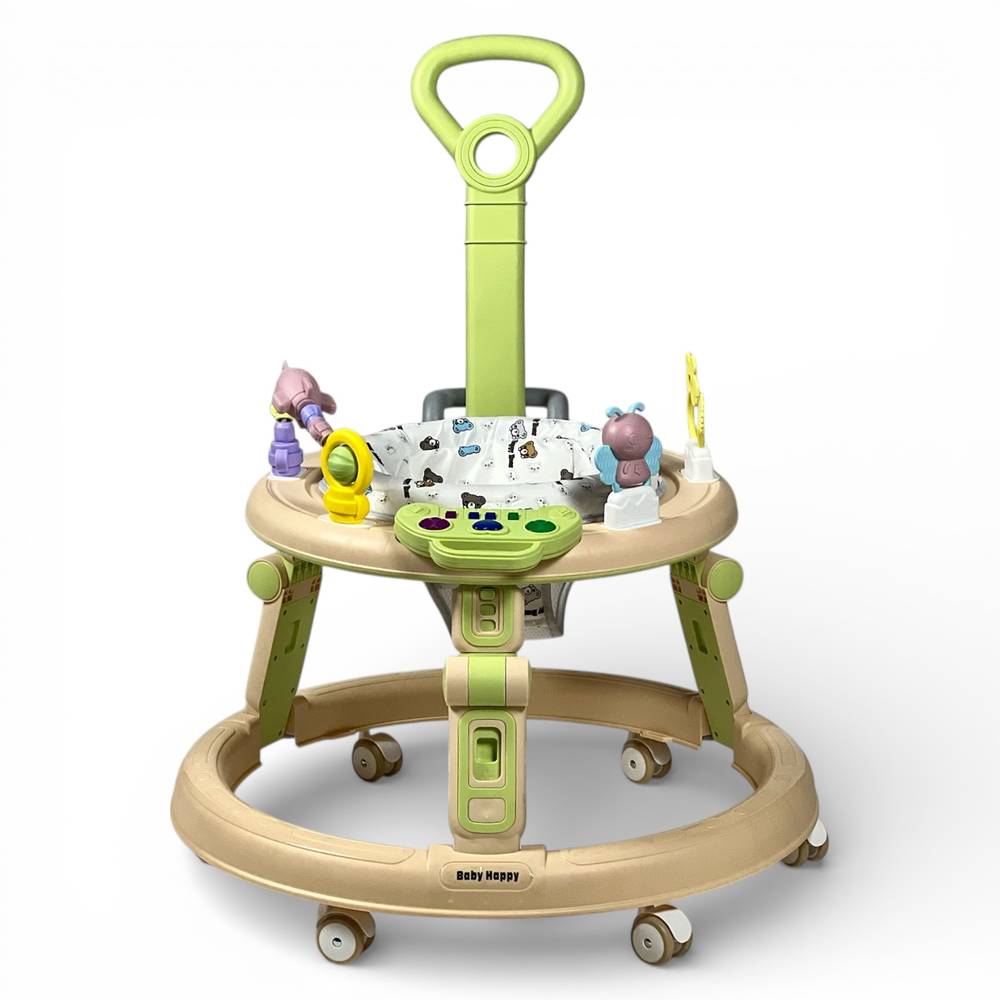 Circular Baby Walker with Push Handle and 360° Rotating Seat – Baby Walker with Push Bar 