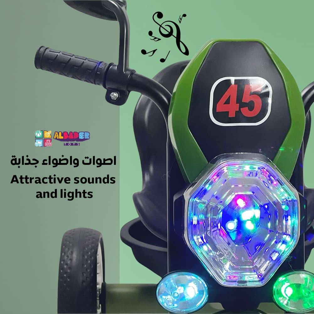  دراجة للاطفال بتصميم دباب مميز - دراجة ثلاثية للاطفال مميزة 