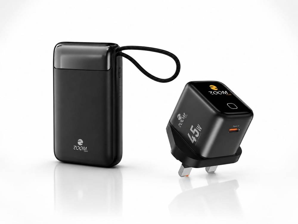 عرض زوم للطاقة الذكية شاحن جداري 45W GaN + بطارية 20000mAh