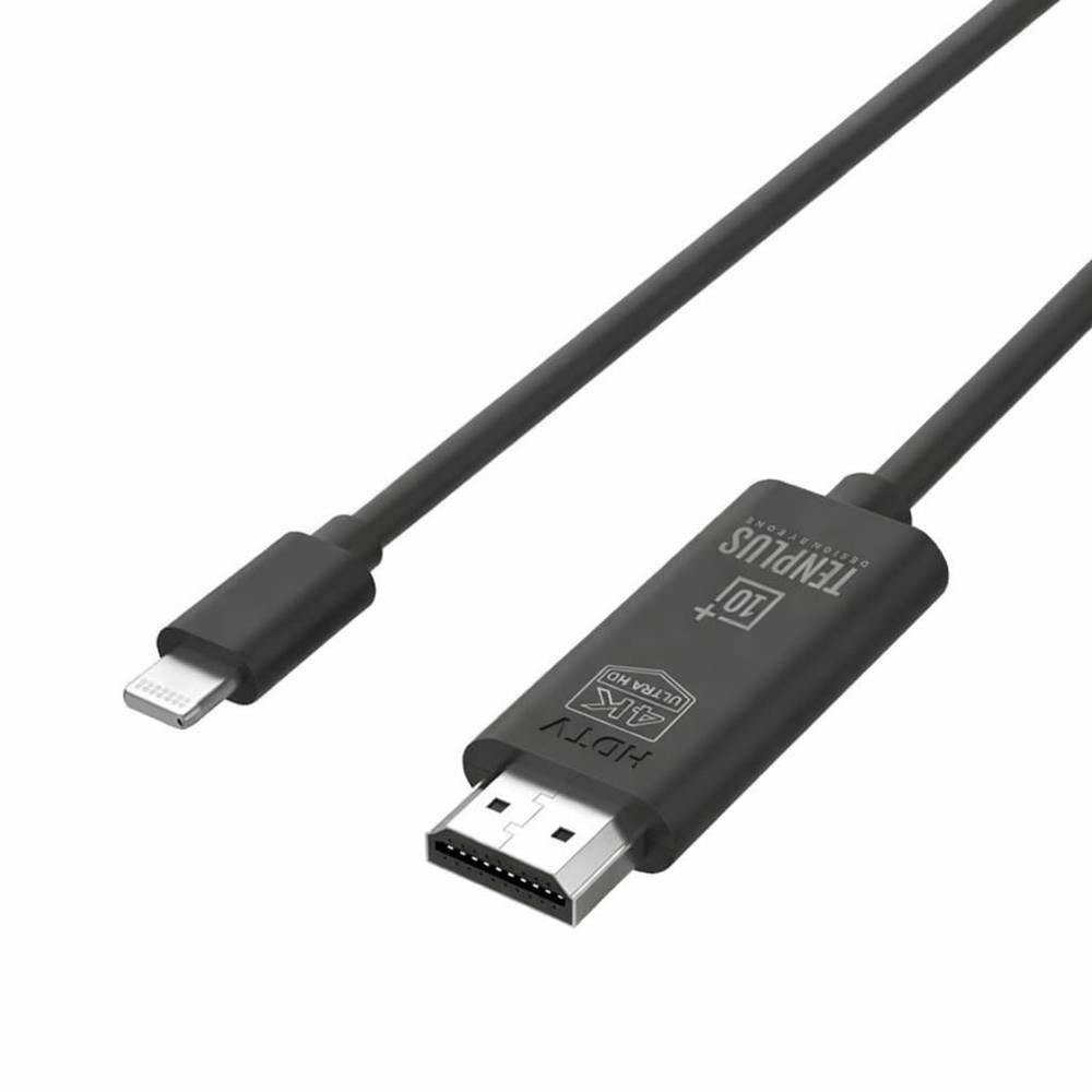 تن بلس T3593  كيبل HDMI إلى Lightning لعرض شاشة الآيفون والآيباد على التلفزيون بطول 2 متر - اسود
