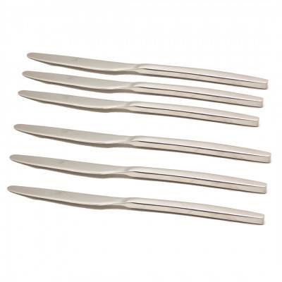 A set of silver steel eating knives, 6 pieces