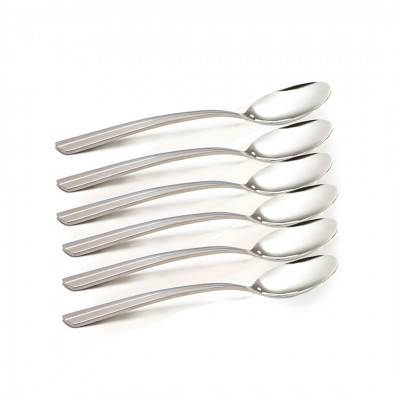 A set of 6-piece steel dessert spoons, small size
