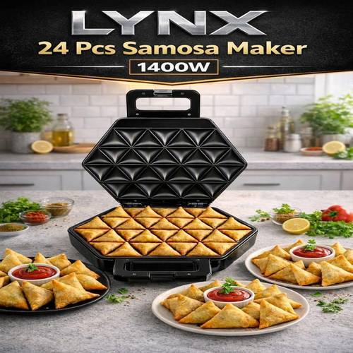 LYNX Electric Samosa Maker 24pcs Non-Stick Plate Thermostatic Control Dual Indicator Lights 1400W Fast Heating Snack Maker 220-240V – LY-SM-4079